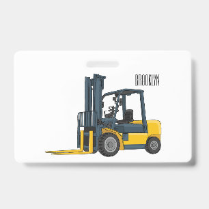 Badge Illustration de chariot élévateur de dessin animé