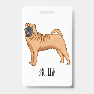 Badge illustration de chien Shar-Pei chinois de dessin a