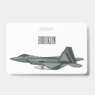 Badge Illustration de dessin animé d'avion de chasse