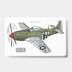 Badge Illustration de dessin animé d'avion militaire