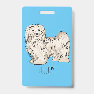 Badge illustration de dessin animé de chien havanais