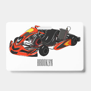Badge illustration de dessin animé de course de kart