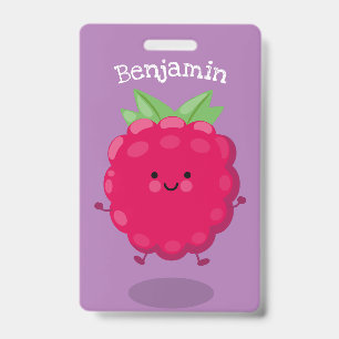 Badge Illustration de dessin animé de framboise mignonne
