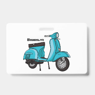 Badge Illustration de dessin animé de moto mobylette mig