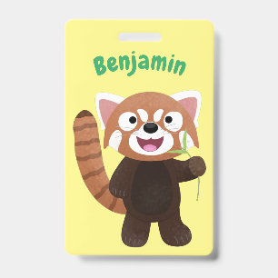 Badge Illustration de dessin animé de panda roux mignon
