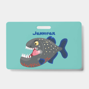 Badge Illustration de dessin animé de piranha drôle affa