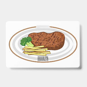 Badge Illustration de dessin animé de steak
