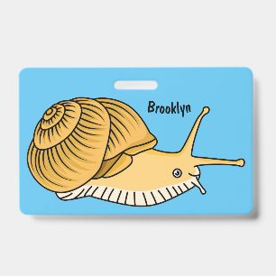 Badge Illustration de dessin animé d'escargot jaune mign