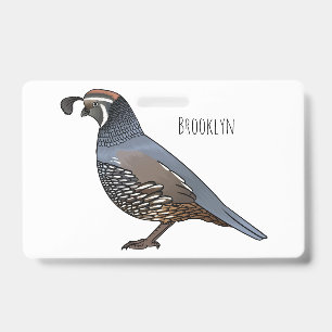 Badge illustration de dessin animé d'oiseau colin de Cal