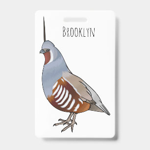 Badge illustration de dessin animé d'oiseau colin des mo