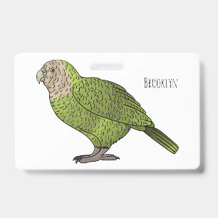 Badge illustration de dessin animé d'oiseau kakapo