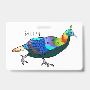 Badge illustration de dessin animé d'oiseau monal himala