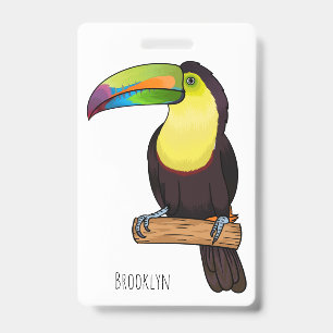 Badge Illustration de dessin animé d'oiseau toucan à bec