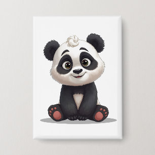 Badge Illustration de dessin animé d'ours panda assis