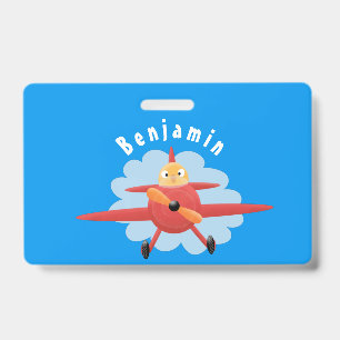 Badge Illustration de dessin animé d'un avion rouge vola