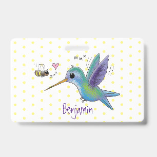 Badge Illustration de dessin animé d'un colibri abeille
