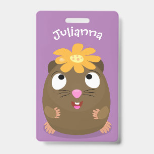 Badge Illustration de dessin animé heureux de cochon d'I