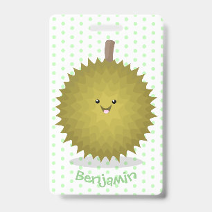 Badge Illustration de durian de dessin animé mignon et h