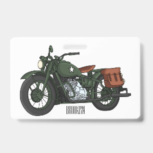 Badge illustration de moto cruiser militaire de dessin a