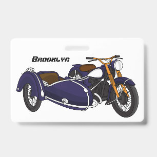 Badge Illustration de moto violette avec side-car
