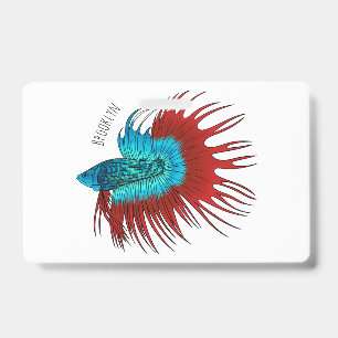 Badge illustration de poisson combattant crowntail de de