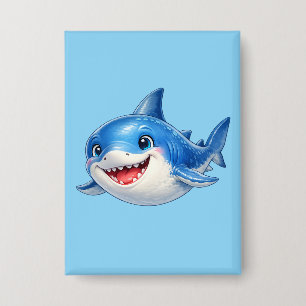 Badge Illustration de requin mignon aux grands yeux Anim