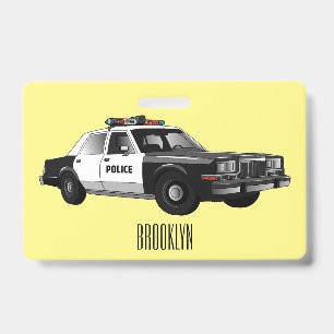 Badge Illustration de voiture de police dessin animé