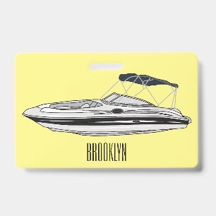 Badge Illustration d'un bateau à moteur