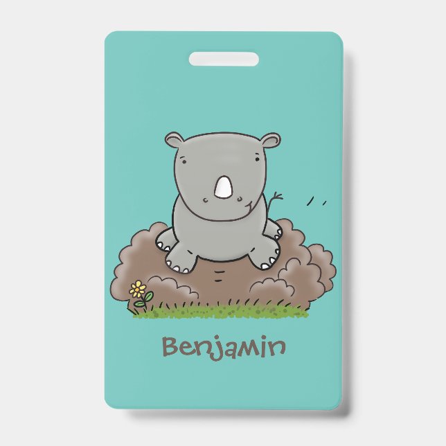 Badge Illustration d'un petit rhinocéros (Front)