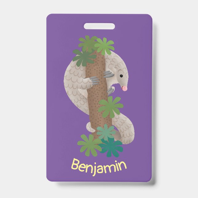 Badge Illustration mignonne de fourmilier pangolin (Avant)