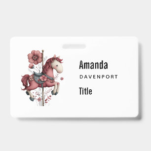 Badge Image de cheval de carrousel fantaisiste pour entr