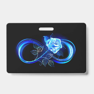 Badge Infini lumineux avec rose bleue