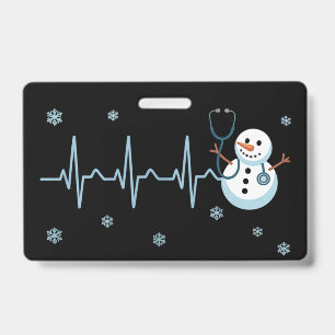 Badge Infirmière au rythme cardiaque Bonhomme de neige N
