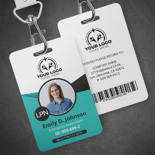 Badge Infirmière auxiliaire autorisée Code-barres photo