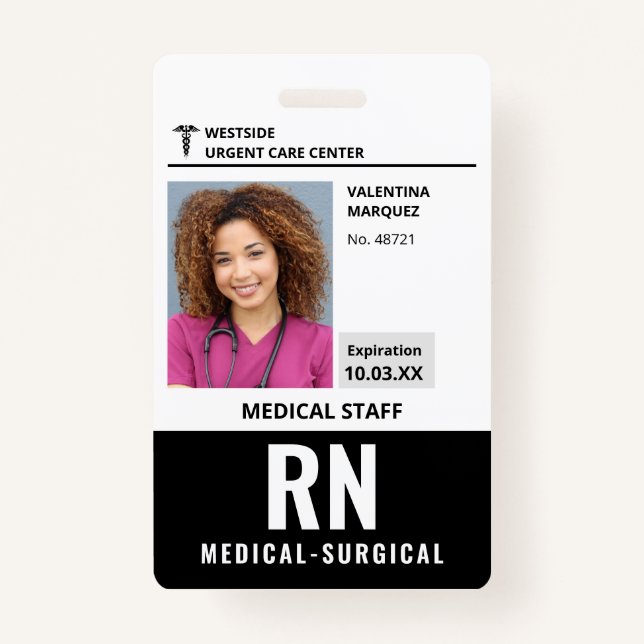 Badge Infirmière chirurgicale Médicale ID RN Logo de pho (Devant)