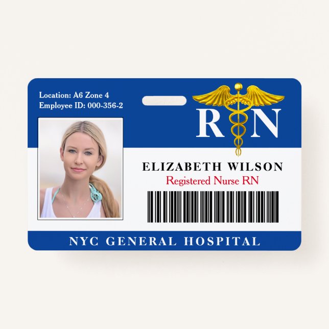 Badge Infirmière de la RN| ID photo de l'employé Médical (Devant)