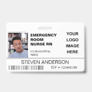 Badge Infirmière de salle d'urgence RN Photo ID Logo de