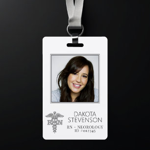 Badge Infirmière diplômée Caducée Carte d'identité pho