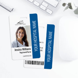 Badge Infirmière diplômée ID médical bleu Photo ID Trava