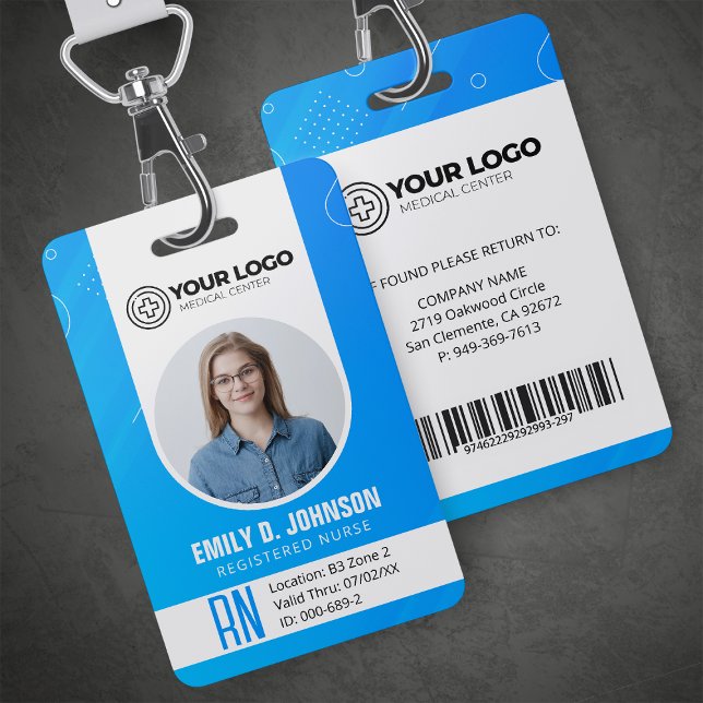 Badge Infirmière diplômée ID photo personnalisée (Créateur téléchargé)