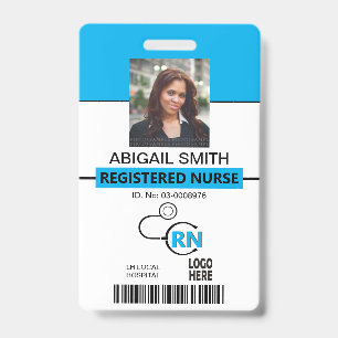 Badge Infirmière diplômée IDE modèle de photo bleu