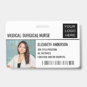 Badge Infirmière en chirurgie Photo ID Logo de l'hôpital
