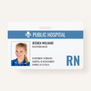 Badge Infirmière inscrite à l'hôpital RN Numéro d'employ