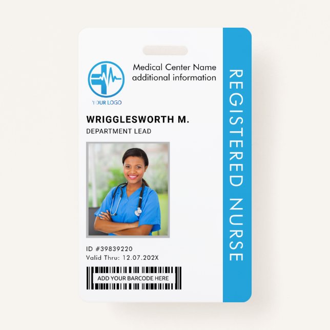 Badge Infirmière inscrite - Centre Médicale - ID photo d (Devant)