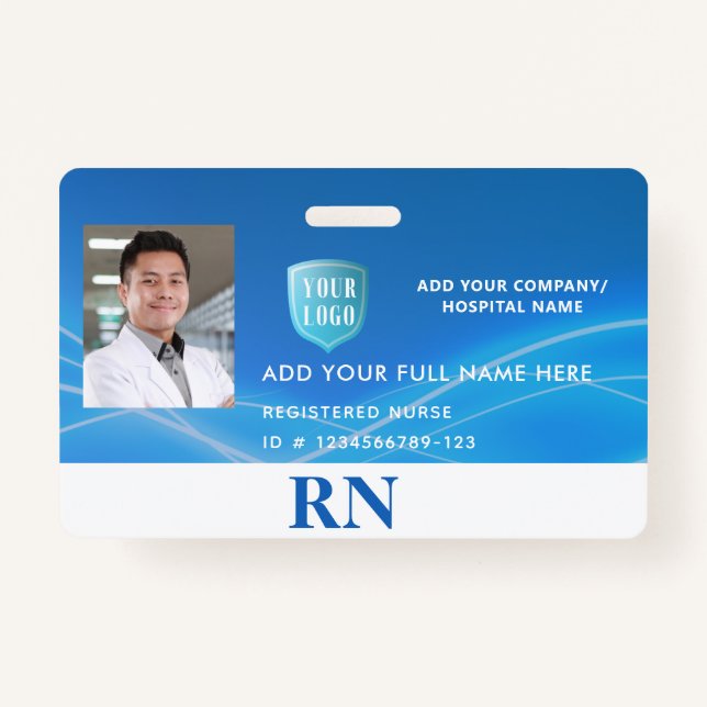 Badge Infirmière inscrite horizontale, ID photo LPN avec (Devant)