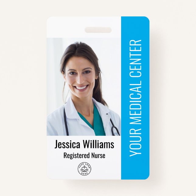 Badge Infirmière inscrite RN ID employé bleu (Devant)