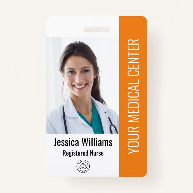 Badge Infirmière inscrite RN ID employé Orange (Devant)