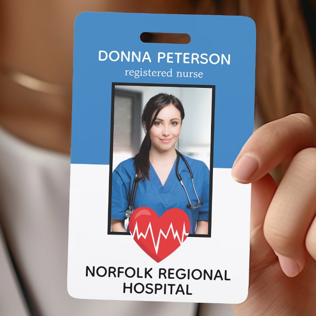 Badge Infirmière inscrite RN Médicale Blue Photo ID Trav (Créateur téléchargé)