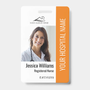 Badge Infirmière inscrite RN Médicale Orange Photo ID Tr