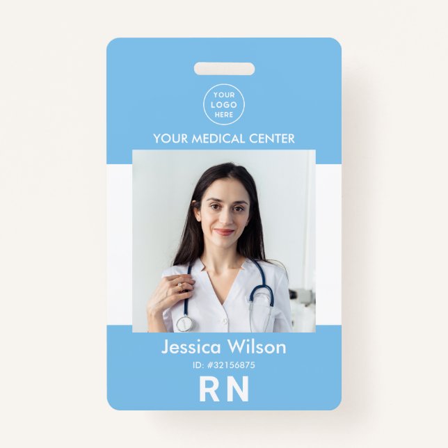 Badge Infirmière moderne ID Employé Médicale Insigne ble (Devant)